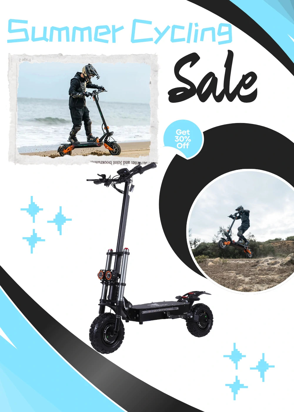 FREEBOY electric scooter summer seasonal sale promotional banner graphic