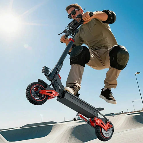FREEBOY lightweight foldable scooter male rider sunny roadside display