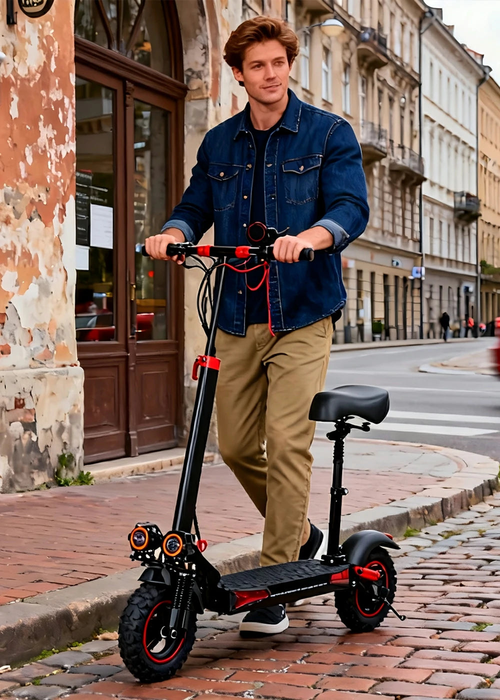 FREEBOY foldable electric scooter male rider city leisure riding scene