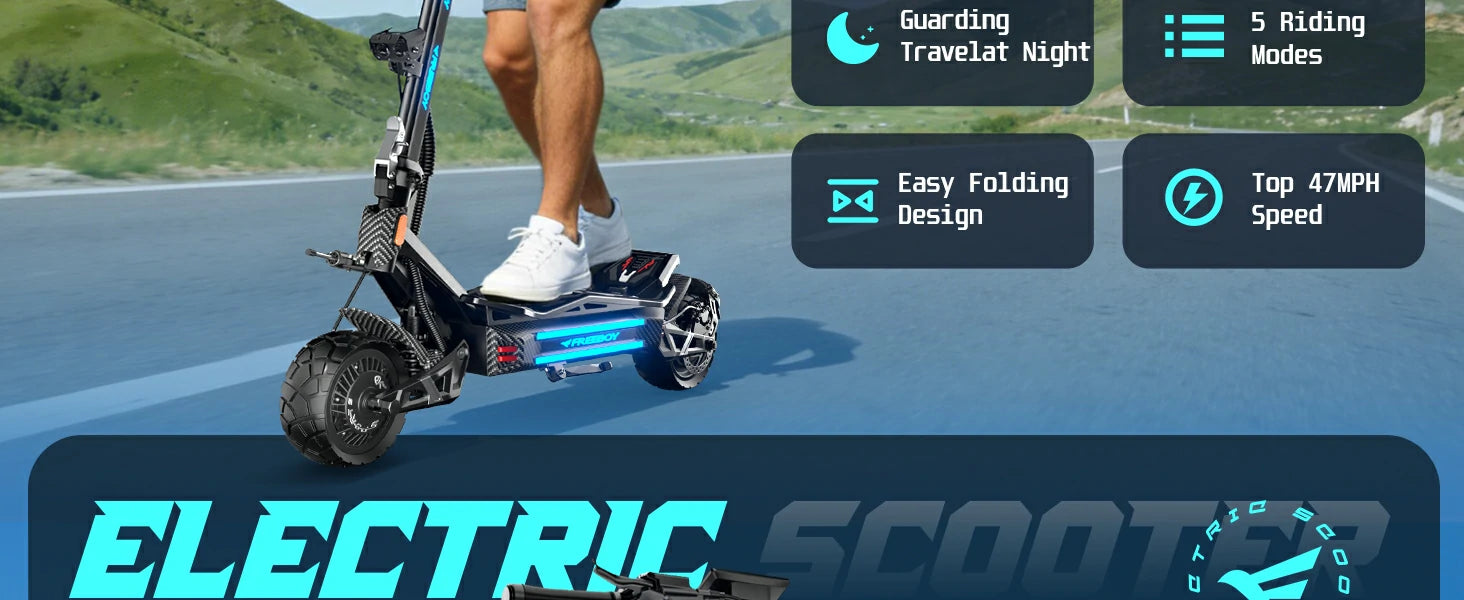 FREEBOY H16 electric scooter wide foot platform specification infographic