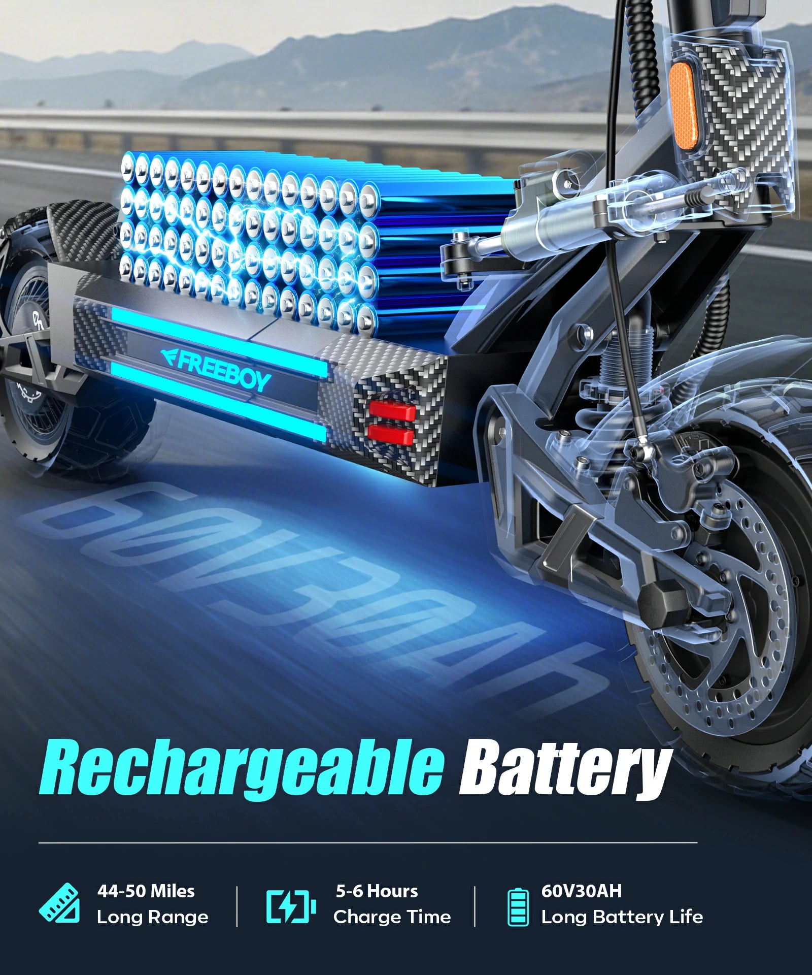 FREEBOY H16 scooter wear resistant rubber tire close-up introduction
