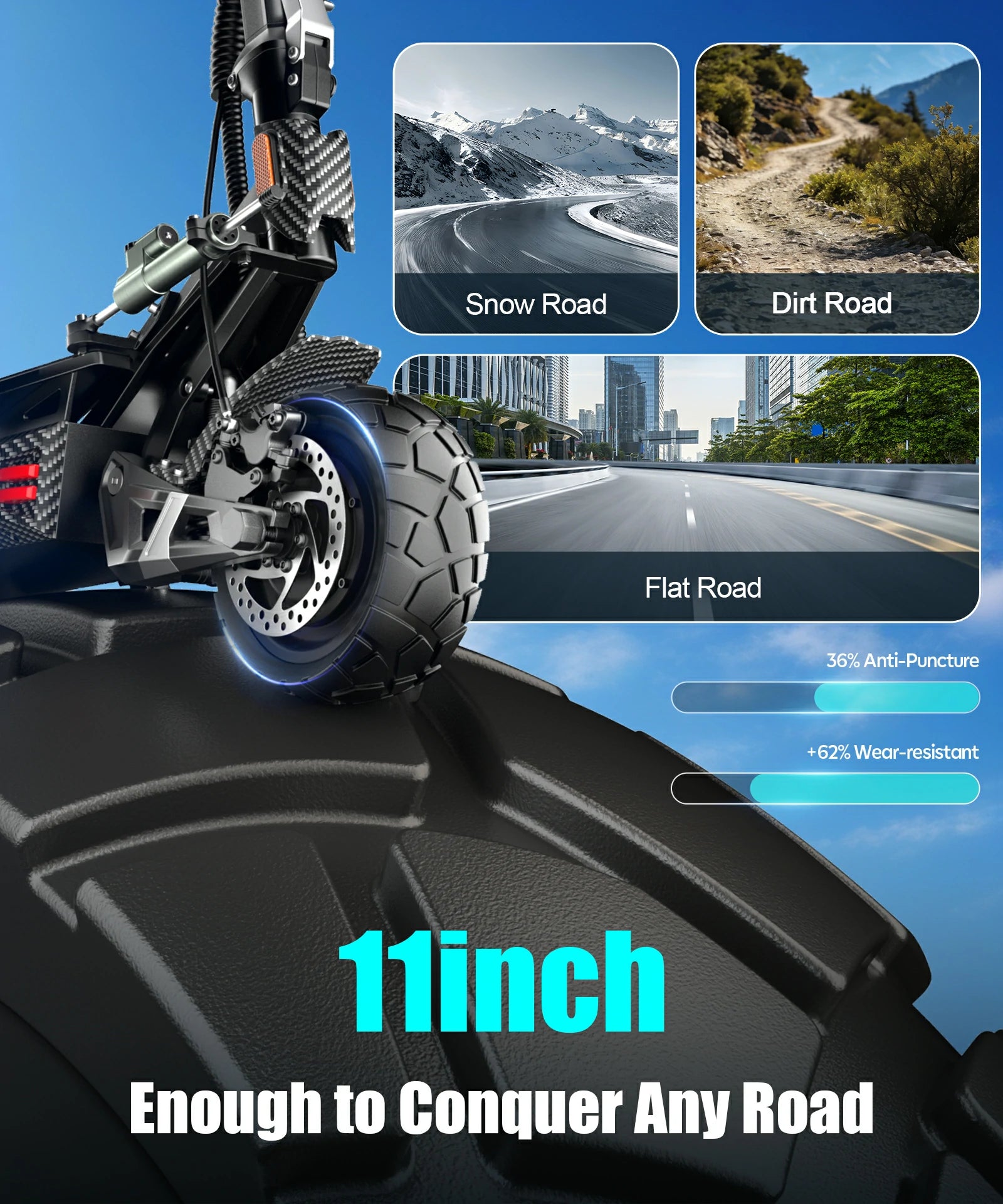 FREEBOY H16 scooter large standing footboard specification infographic