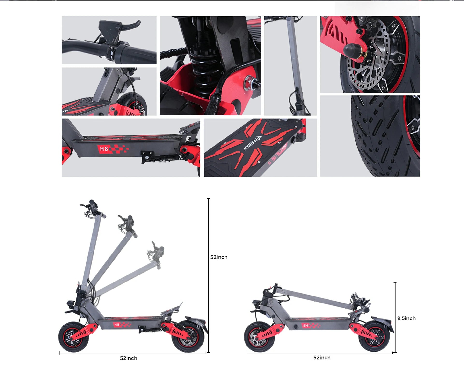 FREEBOY H8 electric scooter complete exploded spare parts diagram